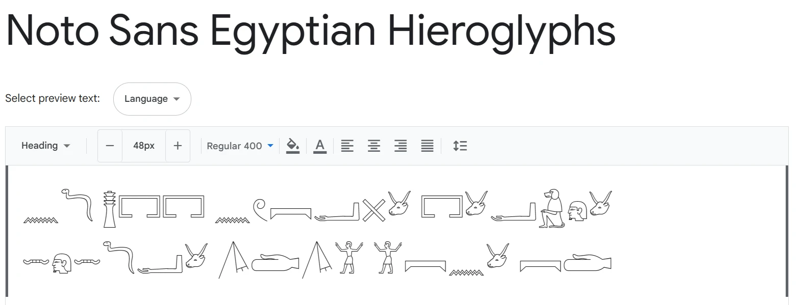 Google Fonts - Noto Sans Egyptian Hieroglyphs