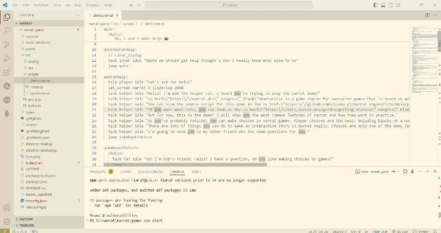 純文字 / 文字冒險遊戲製作用什麼引擎 / 工具/ 軟體製作最適合你? 【上篇#01】 122 Narrat 平常工作畫面