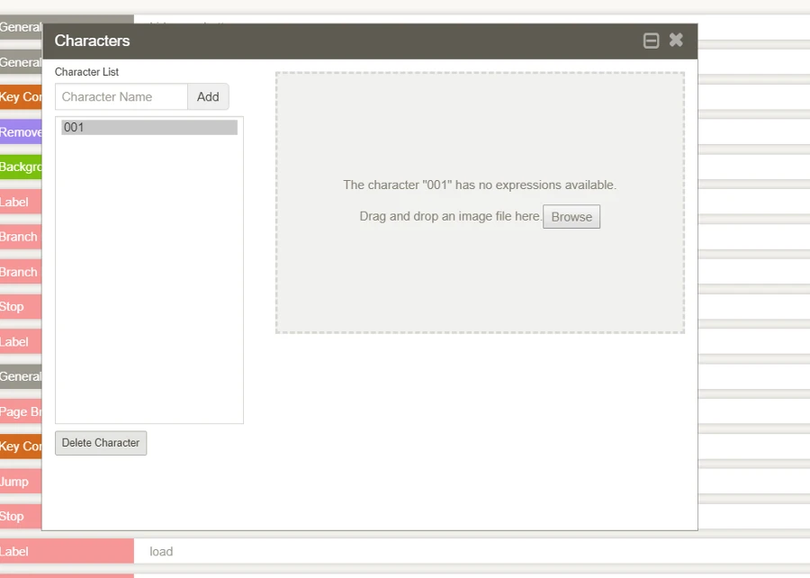 純文字 / 文字冒險遊戲製作用什麼引擎 / 工具/ 軟體製作最適合你? 【上篇#01】 15 TyranoBuilder 新增角色