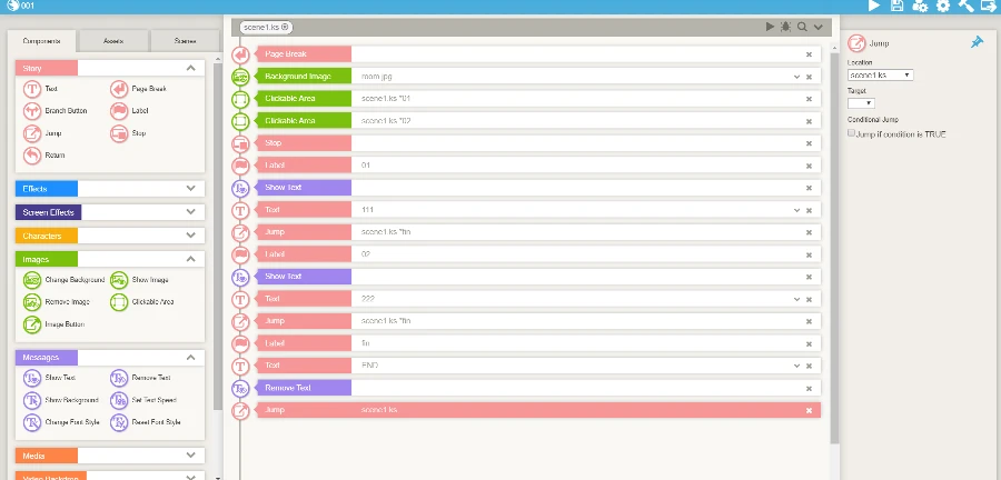 純文字 / 文字冒險遊戲製作用什麼引擎 / 工具/ 軟體製作最適合你? 【上篇#01】 21 TyranoBuilder 編輯畫面