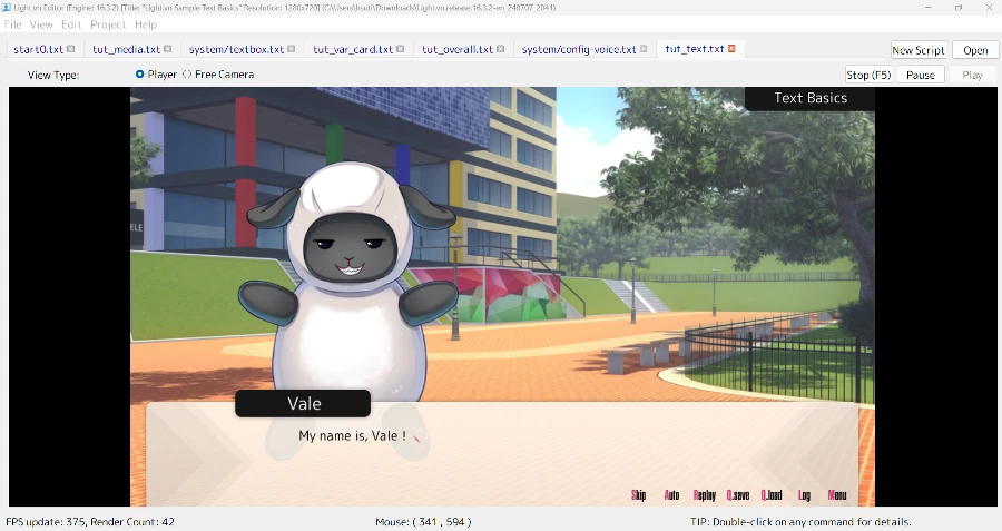 純文字 / 文字冒險遊戲製作用什麼引擎 / 工具/ 軟體製作最適合你? 【上篇#01】 83 light.vn 全畫面預覽