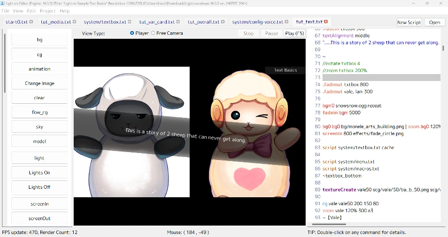 純文字 / 文字冒險遊戲製作用什麼引擎 / 工具/ 軟體製作最適合你? 【上篇#01】 87 light.vn 腳本編輯