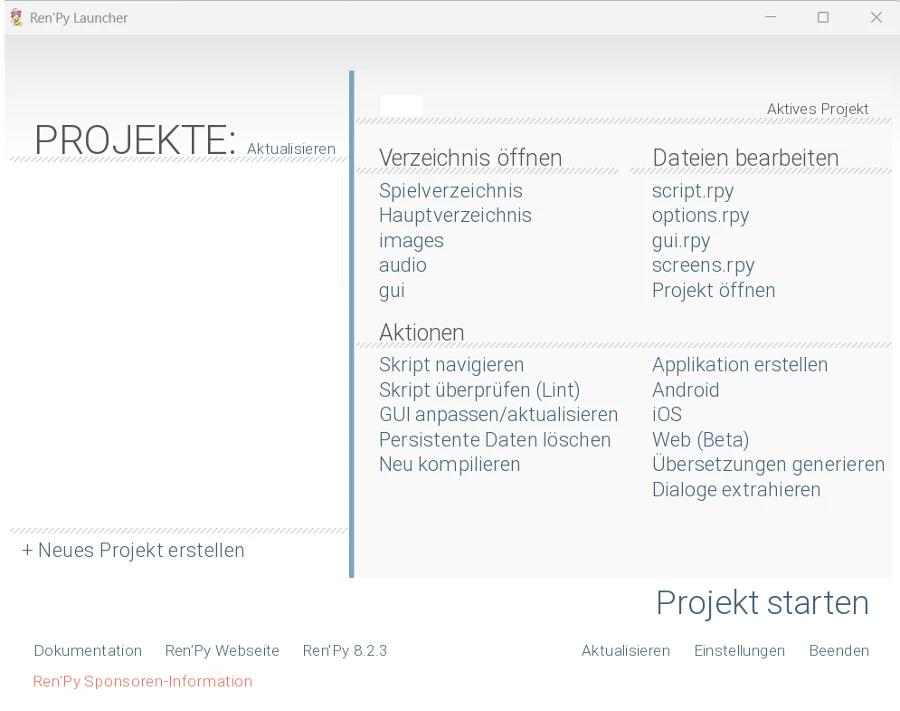 純文字 / 文字冒險遊戲製作用什麼引擎 / 工具/ 軟體製作最適合你? 【上篇#01】 5 renpy 啟動器