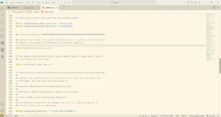 純文字 / 文字冒險遊戲製作用什麼引擎 / 工具/ 軟體製作最適合你? 【上篇#01】 11 renpy 腳本編輯畫面3