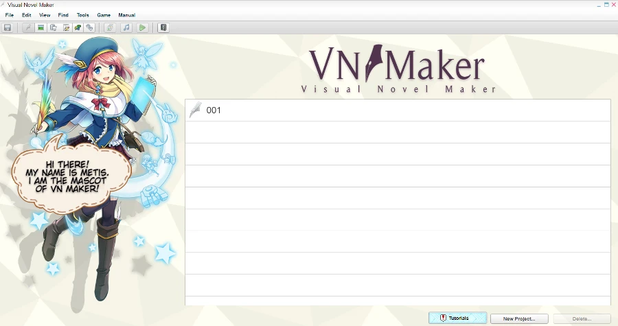 純文字 / 文字冒險遊戲製作用什麼引擎 / 工具/ 軟體製作最適合你? 【上篇#01】 42 visual novel maker 啟動介面