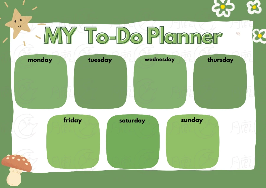 2025 年 10 個免費/可列待辦事項表&可愛To-Do 清單 【第二彈】 16 月鹿盒子 – 可愛亮綠色待辦事項 Planner (2)