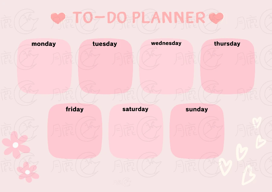 2025 年 10 個免費/可列待辦事項表&可愛To-Do 清單 【第二彈】 26 月鹿盒子 – 可愛粉色系 TO-DO 計畫表
