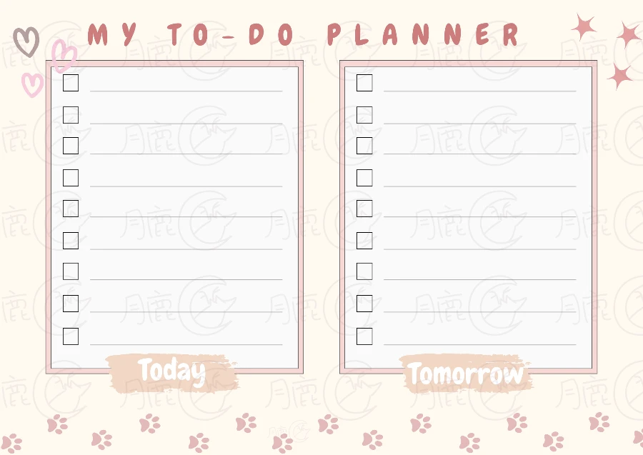 2025 年 10 個免費/可列待辦事項表&可愛To-Do 清單 【第二彈】 22 月鹿盒子 – 小清新辦公室可愛計畫表